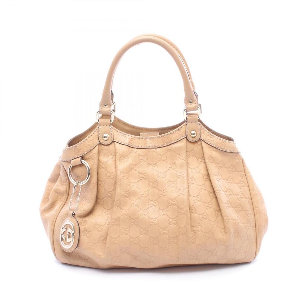 Gucci Sukey Guccissima Leather Hobo Shoulder Bag Beige Tan